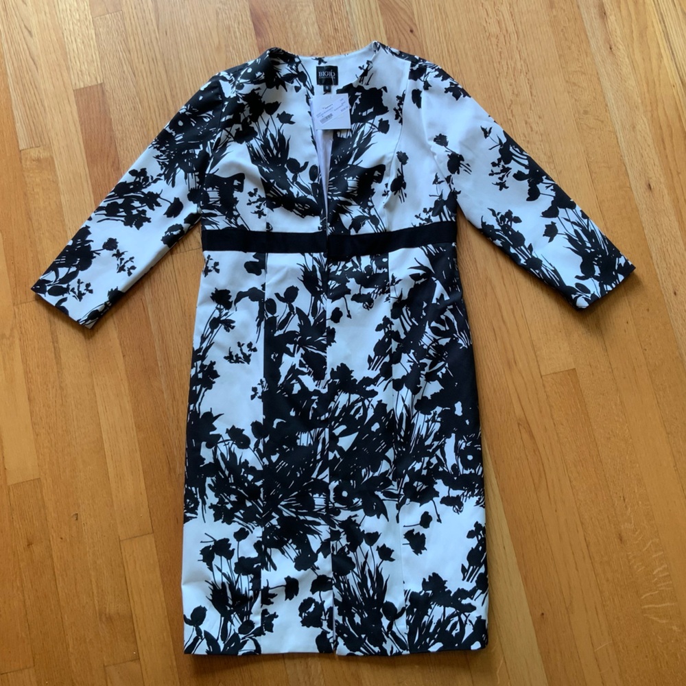 NWT Sz 8‎ Floral Black and White Women's Long Blazer